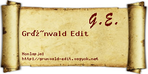 Grünvald Edit névjegykártya